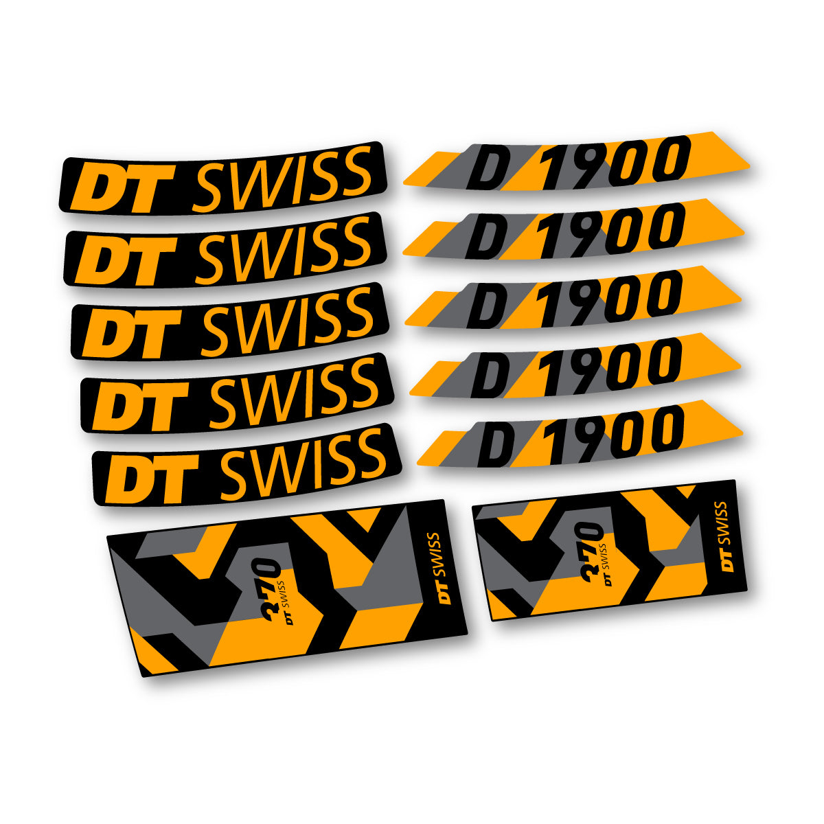 Autocollants vinyle pour jantes DT Swiss D 1900 2024-2026 - Jaune Orangé