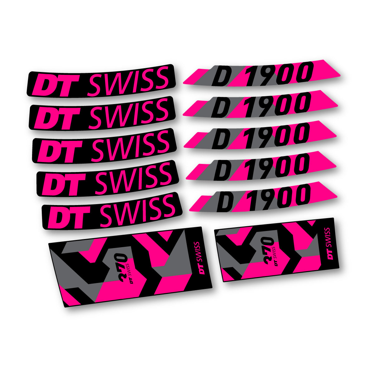 Autocollants vinyle pour jantes DT Swiss D 1900 2024-2026 - Rose Fluo