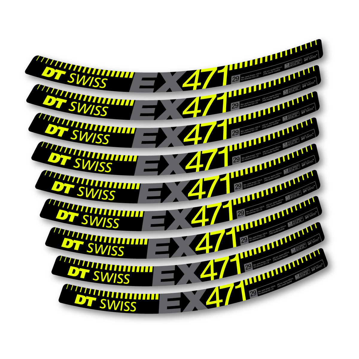Autocollants vinyle pour jantes DT Swiss EX 471 2015-2026 - Jaune Fluo