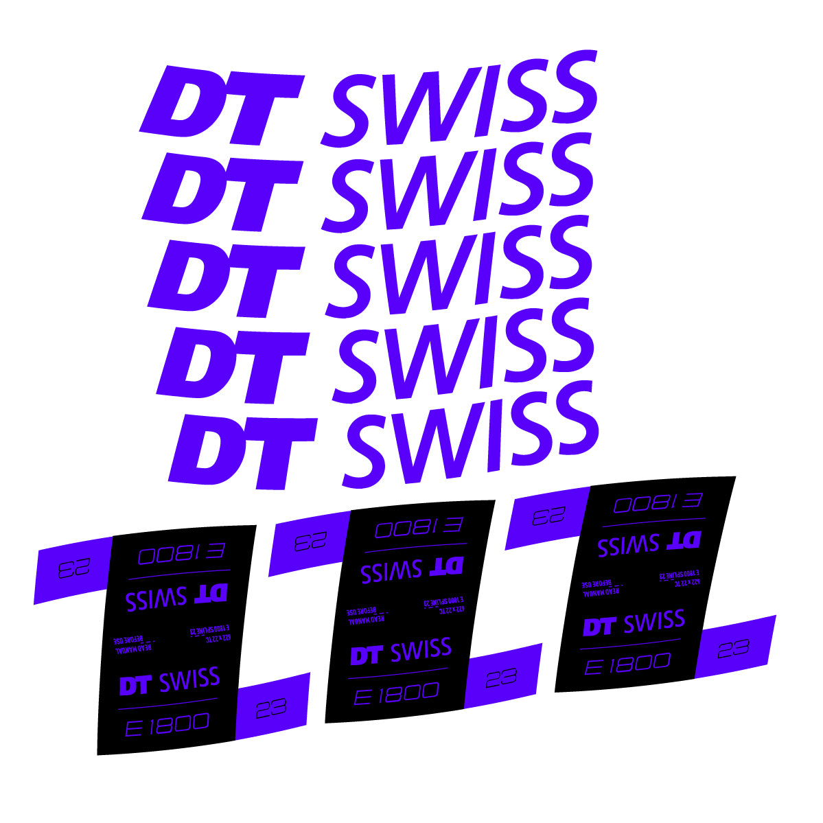 Autocollants vinyle pour jantes DT Swiss E 1800 23mm 2021-2026 - Bleu Reflex