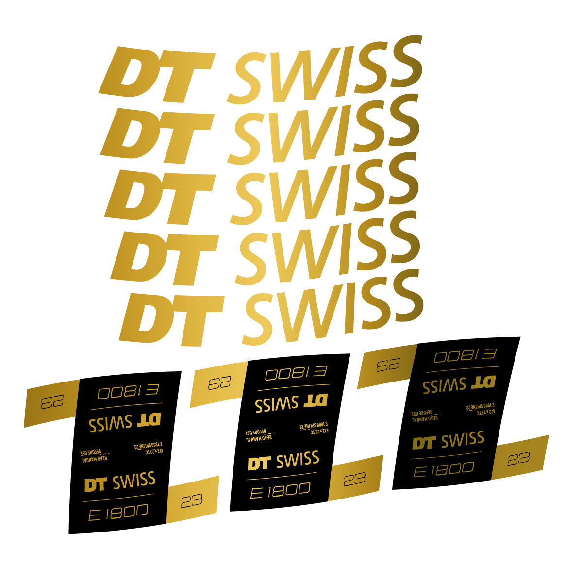 Autocollants vinyle pour jantes DT Swiss E 1800 23mm 2021-2026 - Or