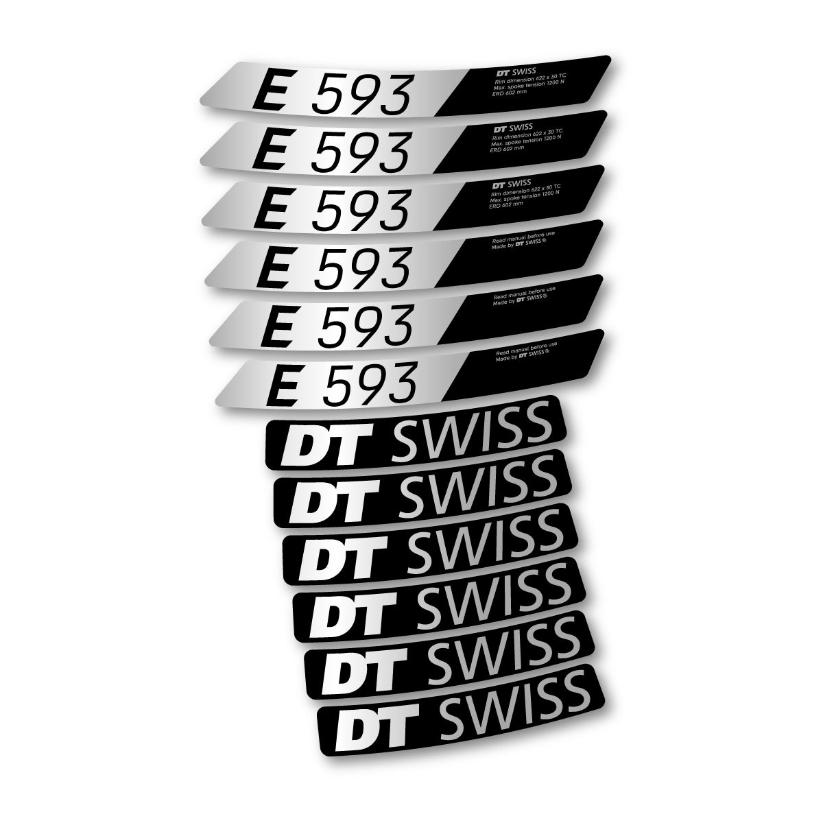 Autocollants vinyle pour jantes DT Swiss E 593 2023-2026 - Argent