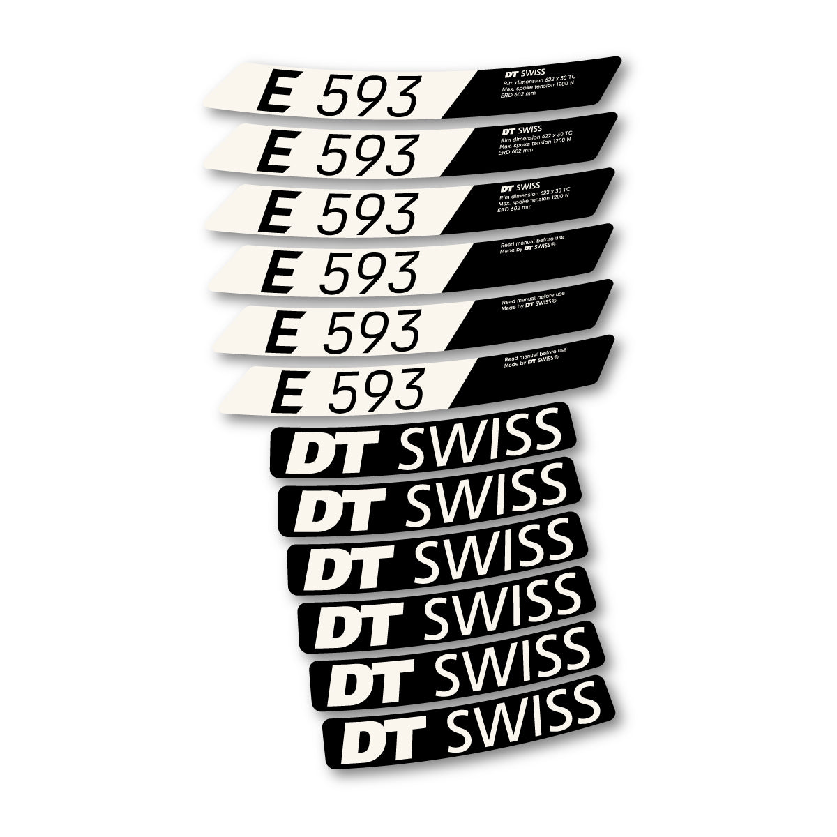 Autocollants vinyle pour jantes DT Swiss E 593 2023-2026 - Blanc Cassé