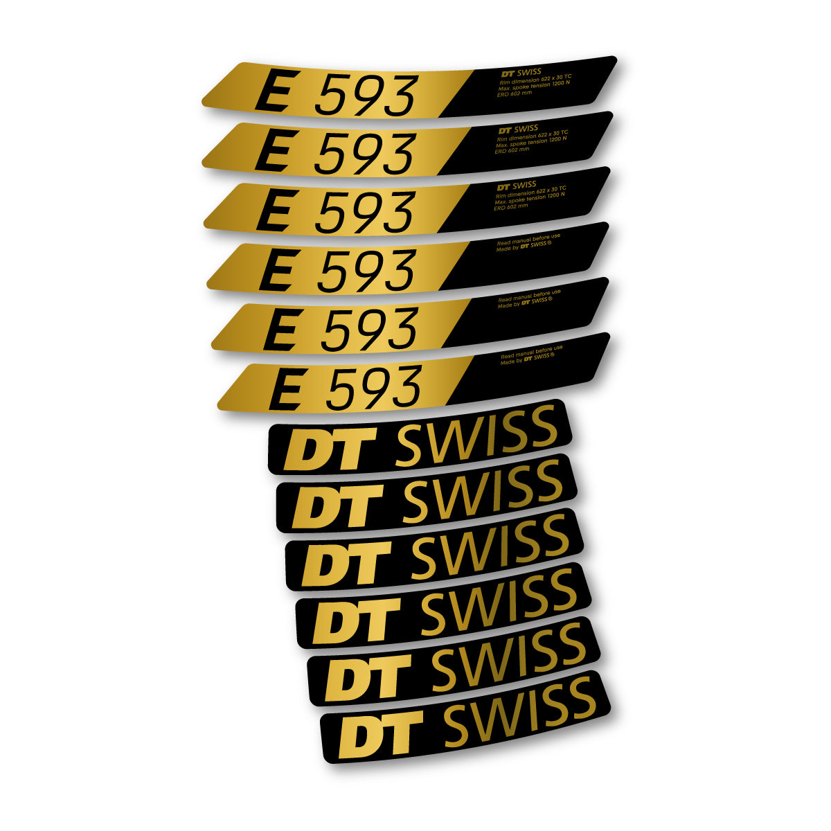 Autocollants vinyle pour jantes DT Swiss E 593 2023-2026 - Or