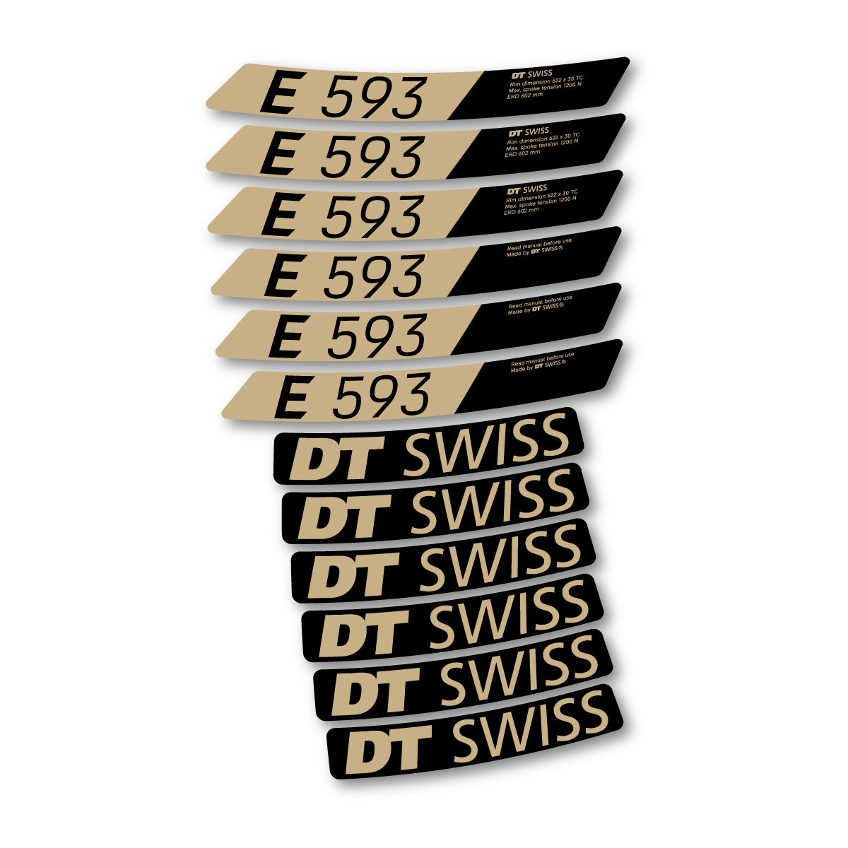 Autocollants vinyle pour jantes DT Swiss E 593 2023-2026 - Sable