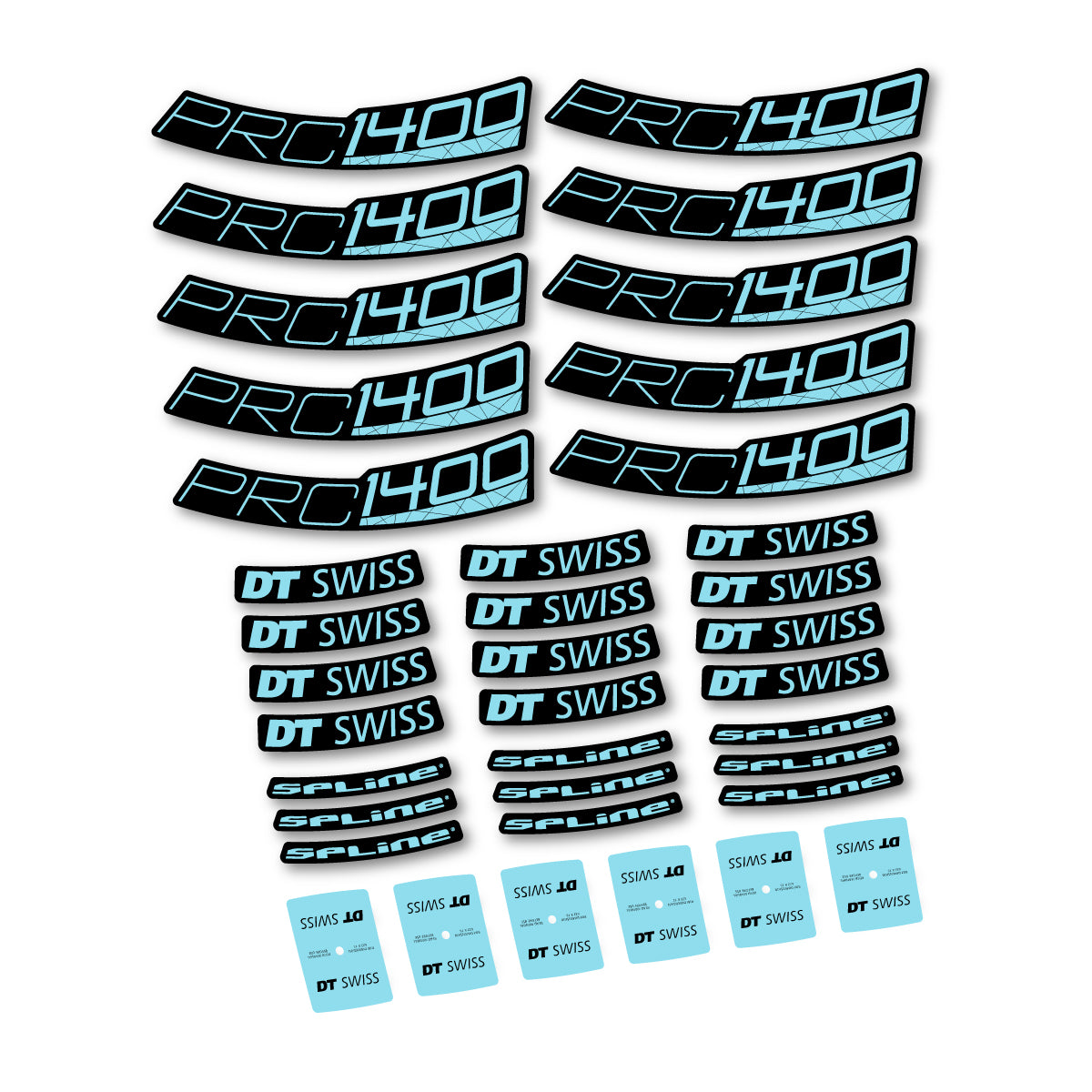 Autocollants vinyle pour jantes route 35 mm DT Swiss PRC 1400 Spline 35 2026 - Cyan Glacier