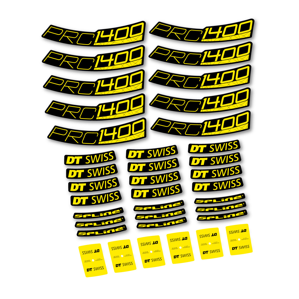 Autocollants vinyle pour jantes route 35 mm DT Swiss PRC 1400 Spline 35 2026 - Jaune Vif