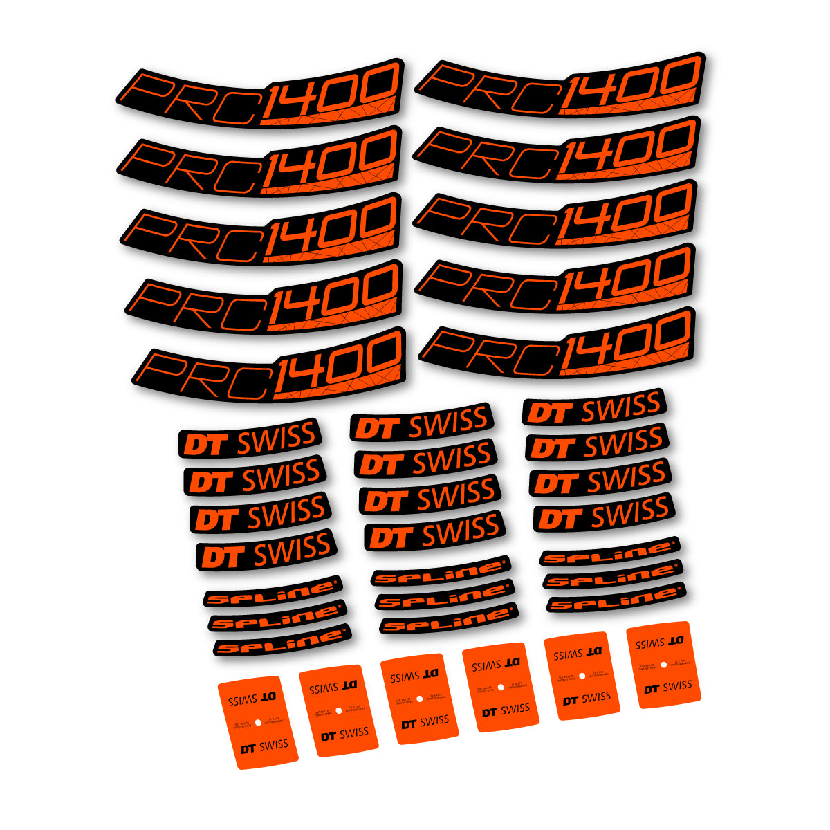 Autocollants vinyle pour jantes route 35 mm DT Swiss PRC 1400 Spline 35 2026 - Orange Fluo