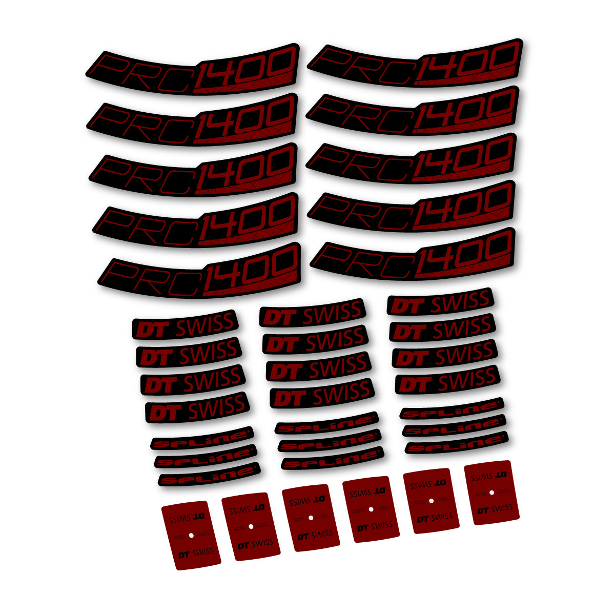 Autocollants vinyle pour jantes route 35 mm DT Swiss PRC 1400 Spline 35 2026 - Rouge Bordeaux