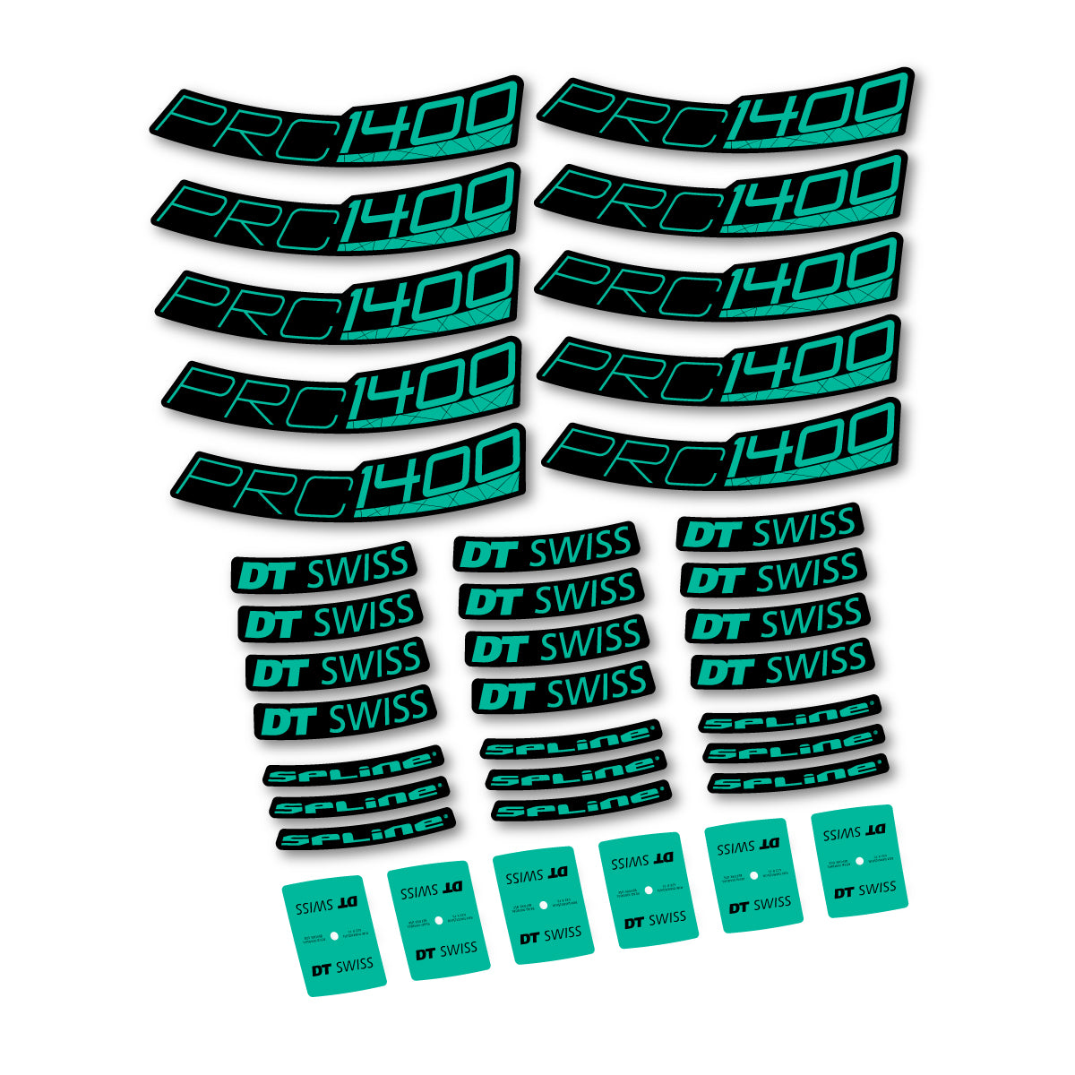 Autocollants vinyle pour jantes route 35 mm DT Swiss PRC 1400 Spline 35 2026 - Turquoise Vert
