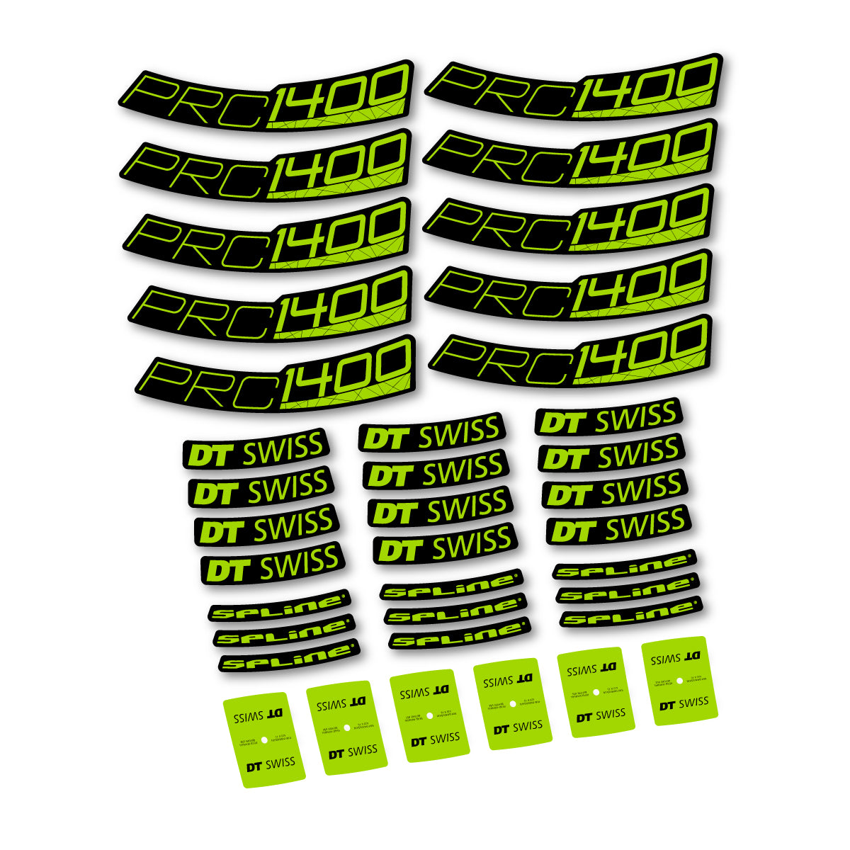 Autocollants vinyle pour jantes route 35 mm DT Swiss PRC 1400 Spline 35 2026 - Vert Citron