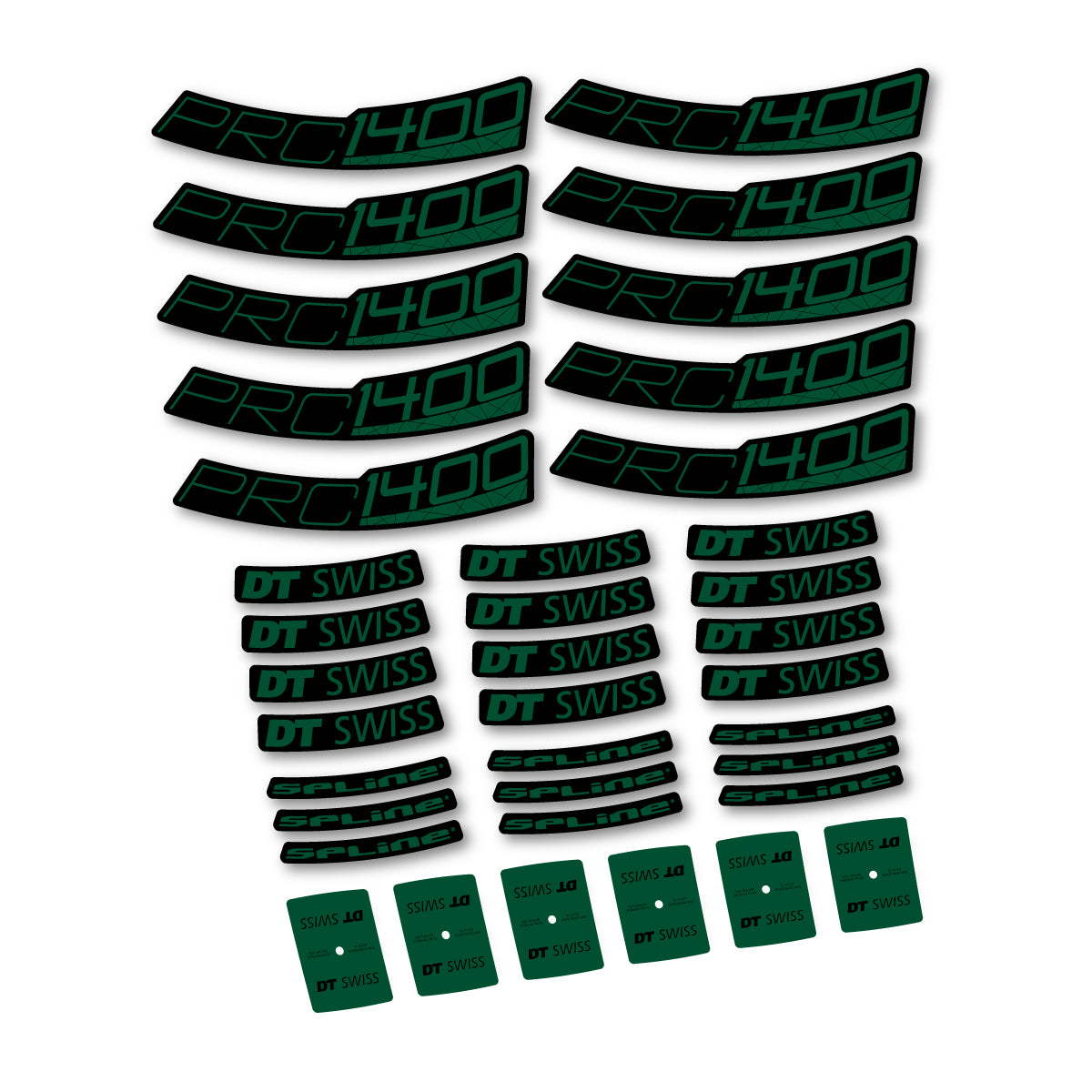 Autocollants vinyle pour jantes route 35 mm DT Swiss PRC 1400 Spline 35 2026 - Vert Foncé
