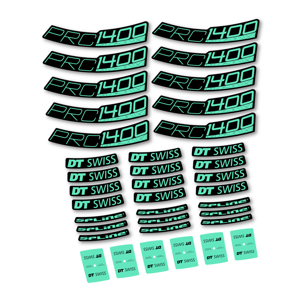 Autocollants vinyle pour jantes route 35 mm DT Swiss PRC 1400 Spline 35 2026 - Vert Menthe