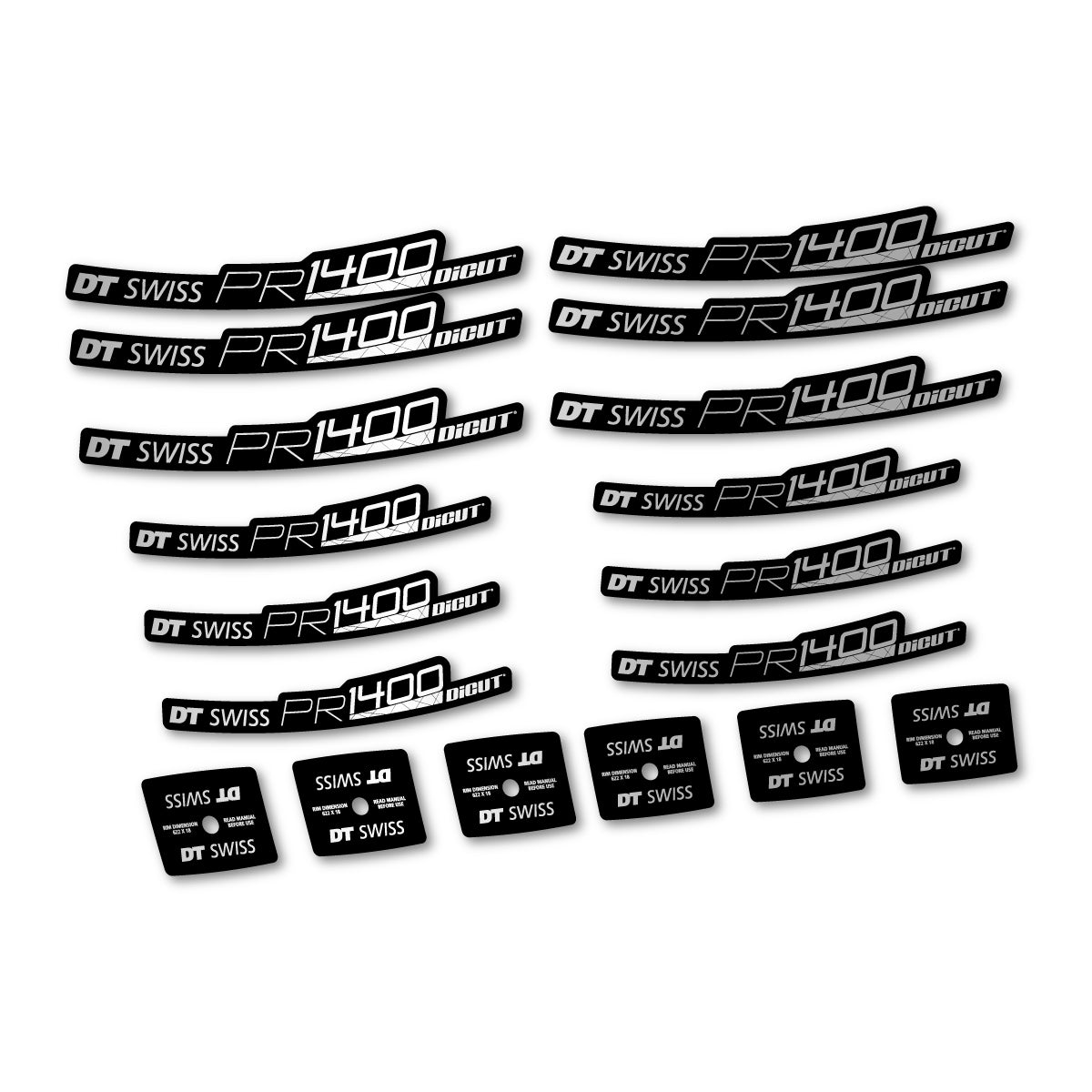 Autocollants vinyle pour jantes route 21 mm DT Swiss PR 1400 21 2018-2026 - Argent