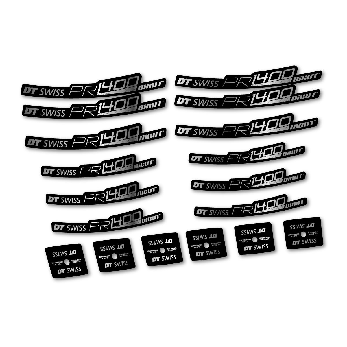 Autocollants vinyle pour jantes route 21 mm DT Swiss PR 1400 21 2018-2026 - Argent Chromé