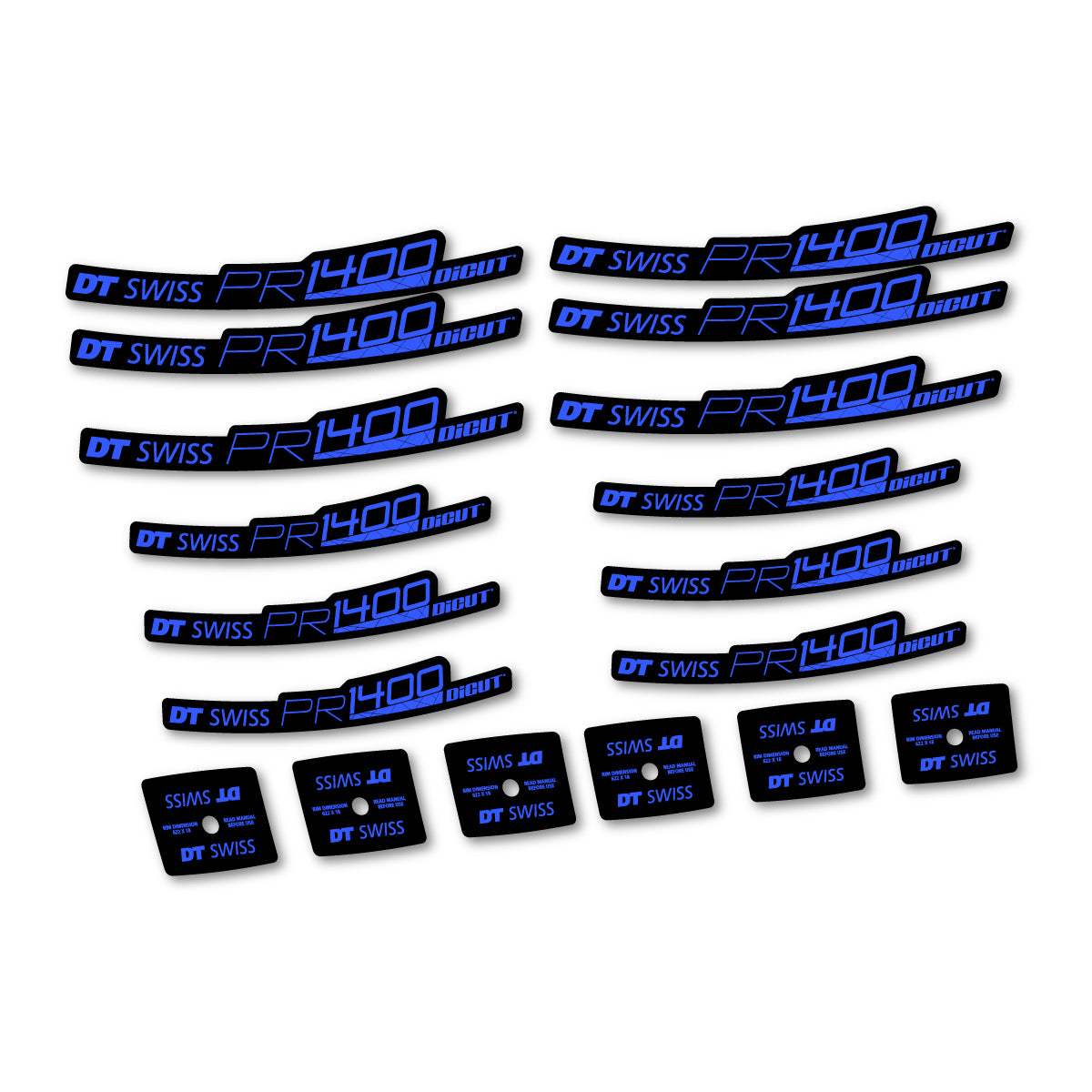 Autocollants vinyle pour jantes route 21 mm DT Swiss PR 1400 21 2018-2026 - Bleu
