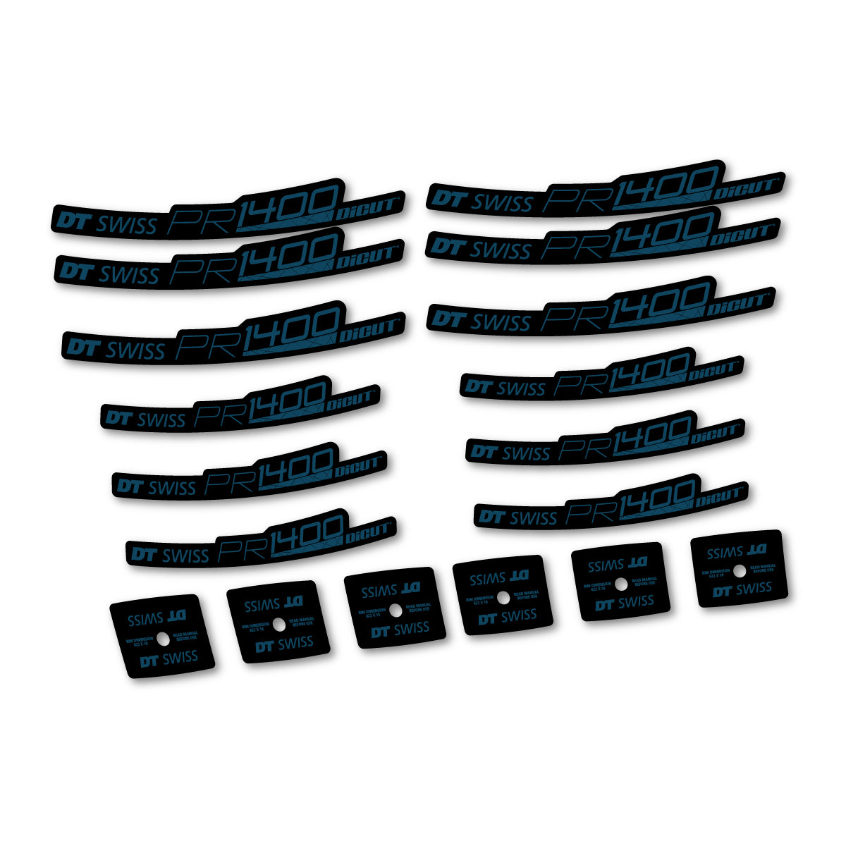 Autocollants vinyle pour jantes route 21 mm DT Swiss PR 1400 21 2018-2026 - Bleu Lac Foncé