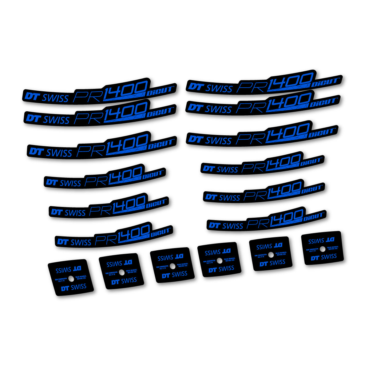 Autocollants vinyle pour jantes route 21 mm DT Swiss PR 1400 21 2018-2026 - Bleu Mer