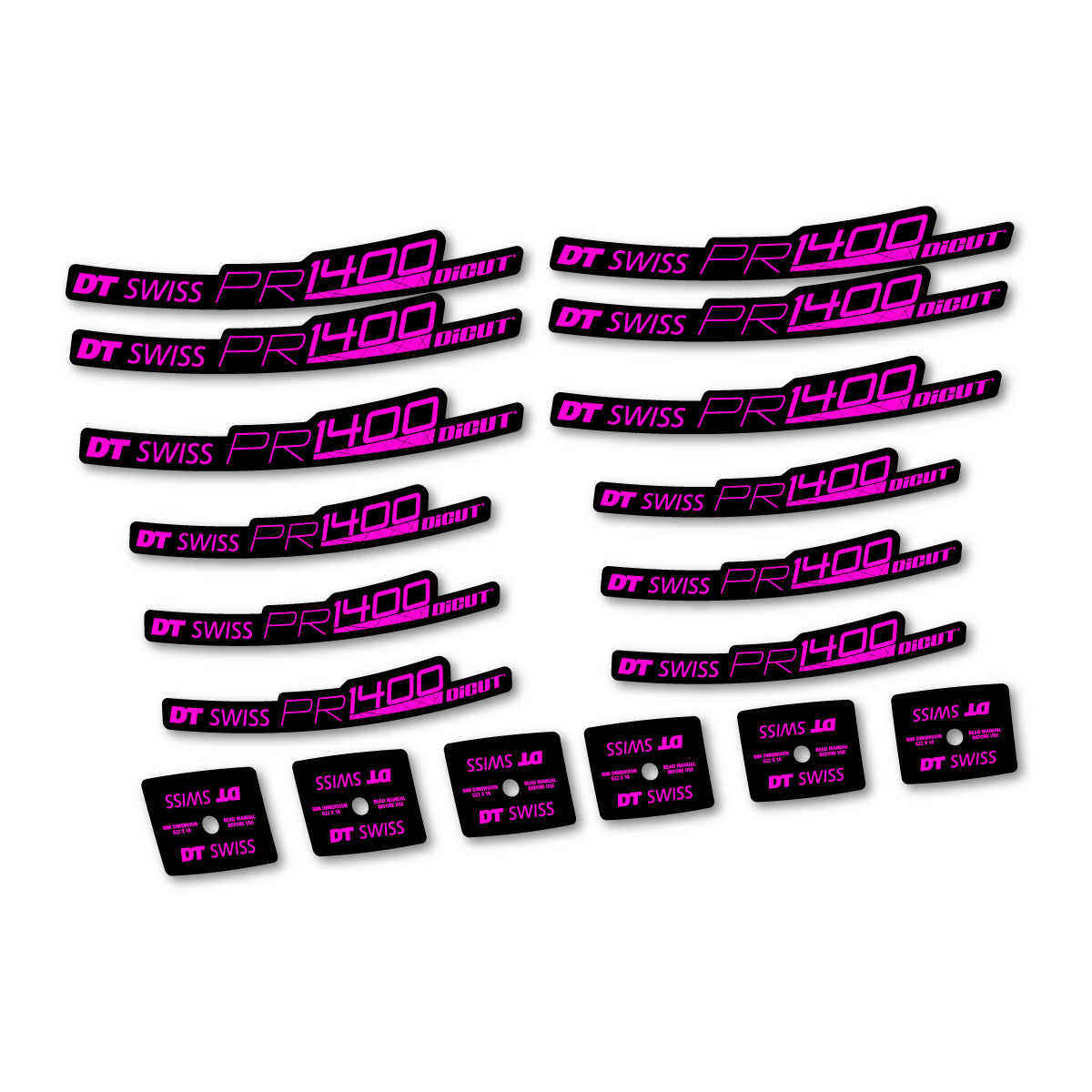 Autocollants vinyle pour jantes route 21 mm DT Swiss PR 1400 21 2018-2026 - Fuchsia Fluo