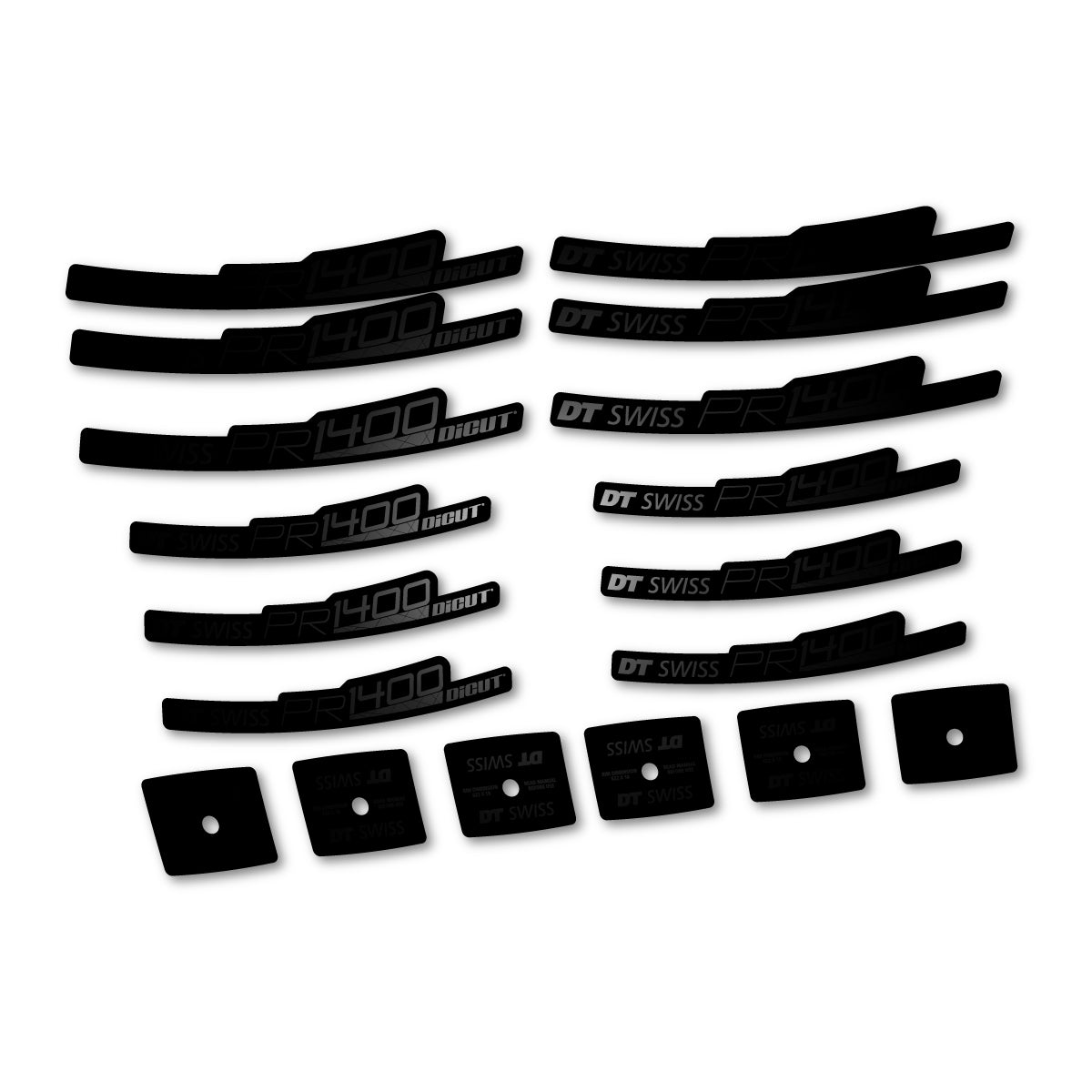 Autocollants vinyle pour jantes route 21 mm DT Swiss PR 1400 21 2018-2026 - Noir
