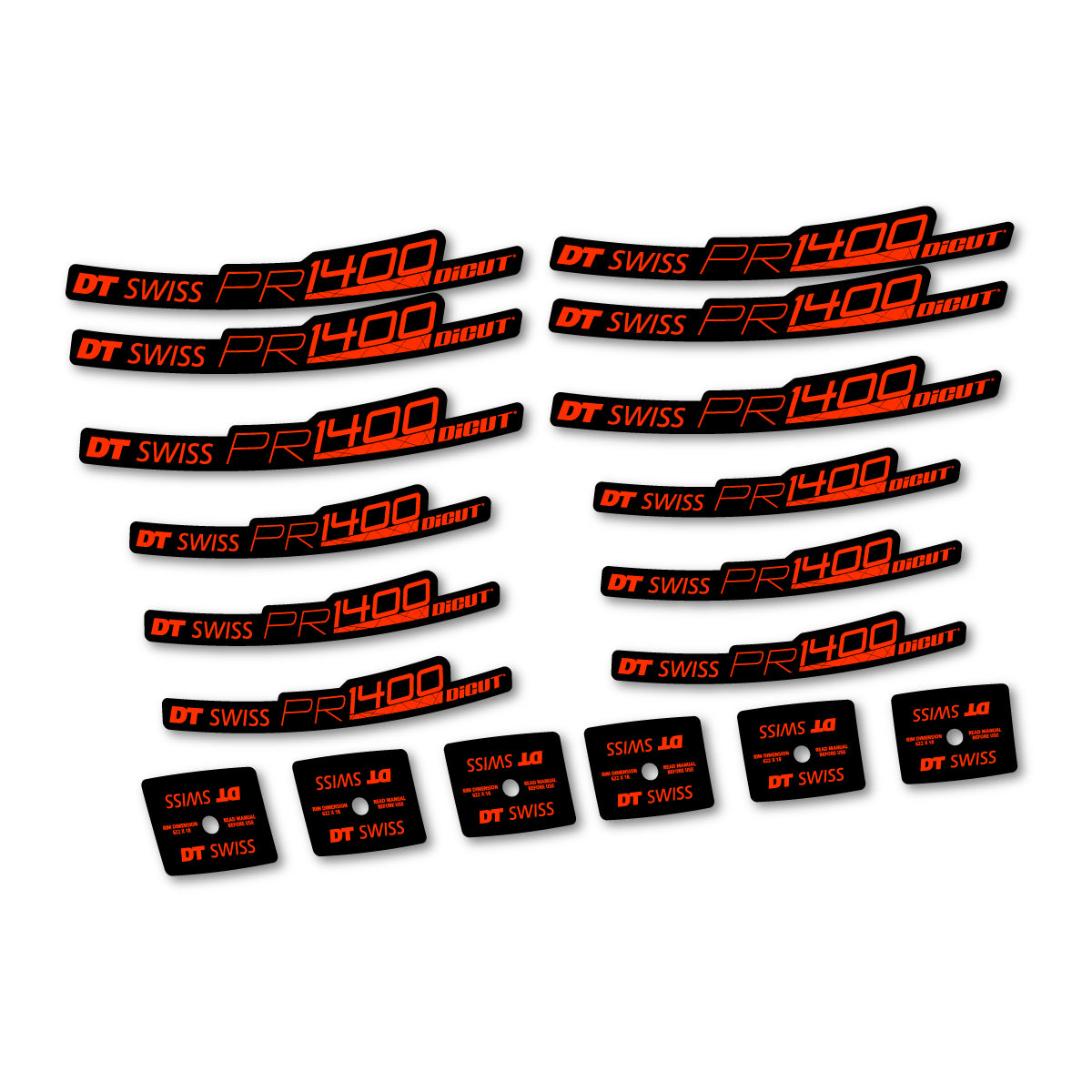 Autocollants vinyle pour jantes route 21 mm DT Swiss PR 1400 21 2018-2026 - Orange KTM