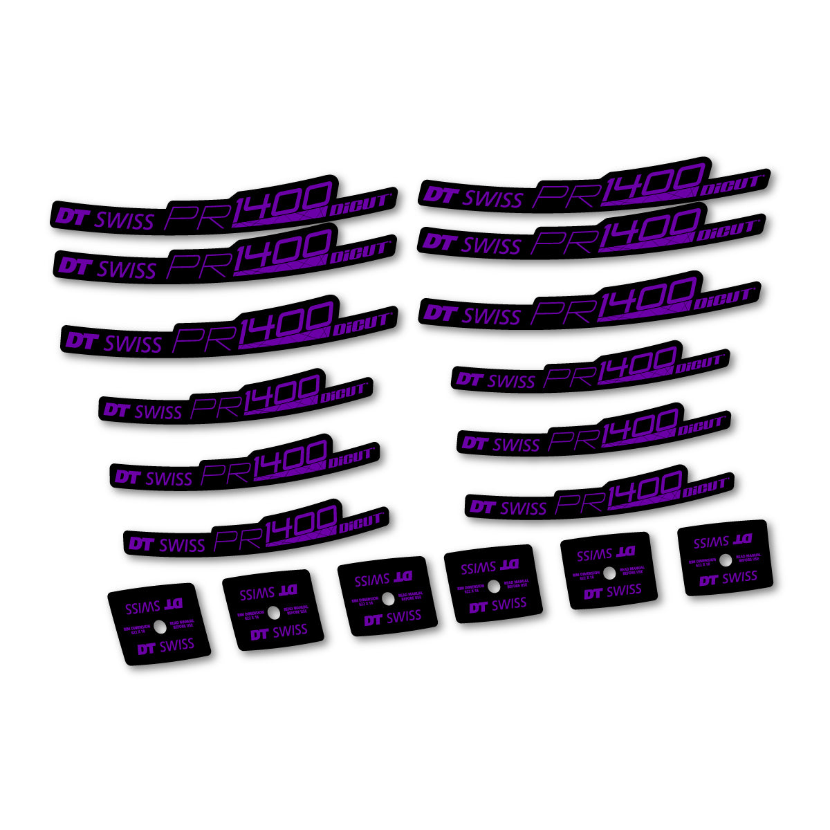 Autocollants vinyle pour jantes route 21 mm DT Swiss PR 1400 21 2018-2026 - Violet
