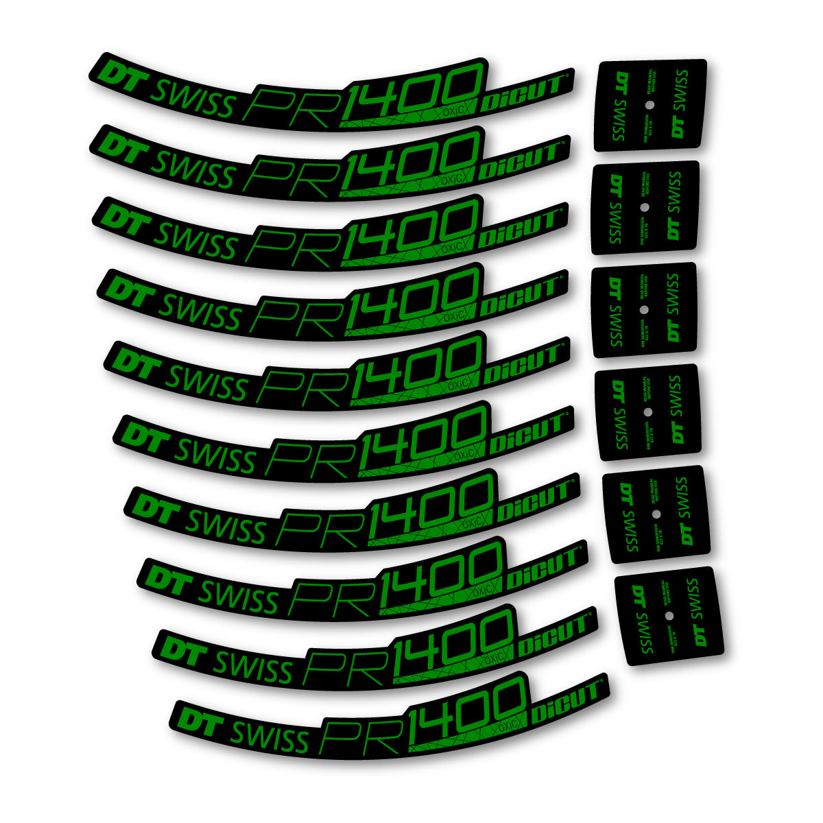 Autocollants vinyle pour jantes route 32 mm DT Swiss PR 1400 32 2018-2026 - Vert Moyen