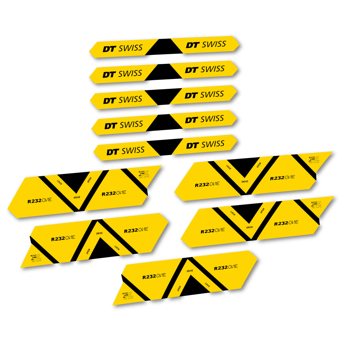 Autocollants vinyle pour amortisseur DT Swiss R 232 One 2020-2026 - Jaune Banane