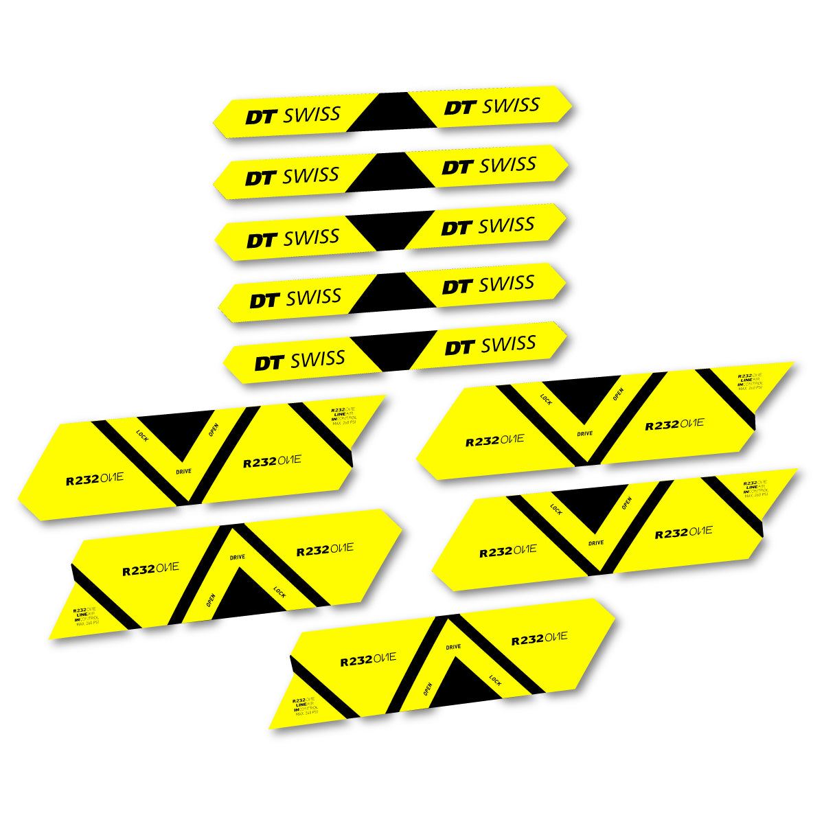 Autocollants vinyle pour amortisseur DT Swiss R 232 One 2020-2026 - Jaune Citron