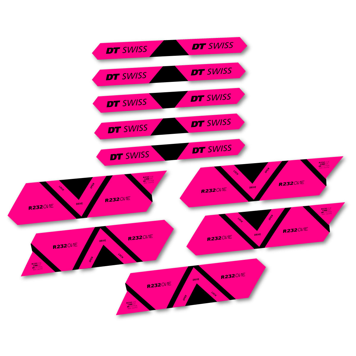 Autocollants vinyle pour amortisseur DT Swiss R 232 One 2020-2026 - Rose Fluo