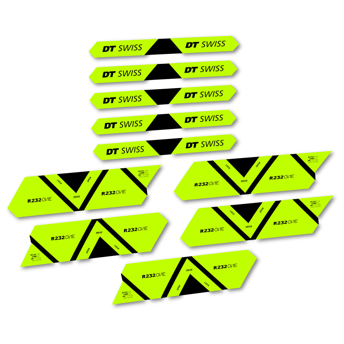 Autocollants vinyle pour amortisseur DT Swiss R 232 One 2020-2026 - Vert Lime Fluo