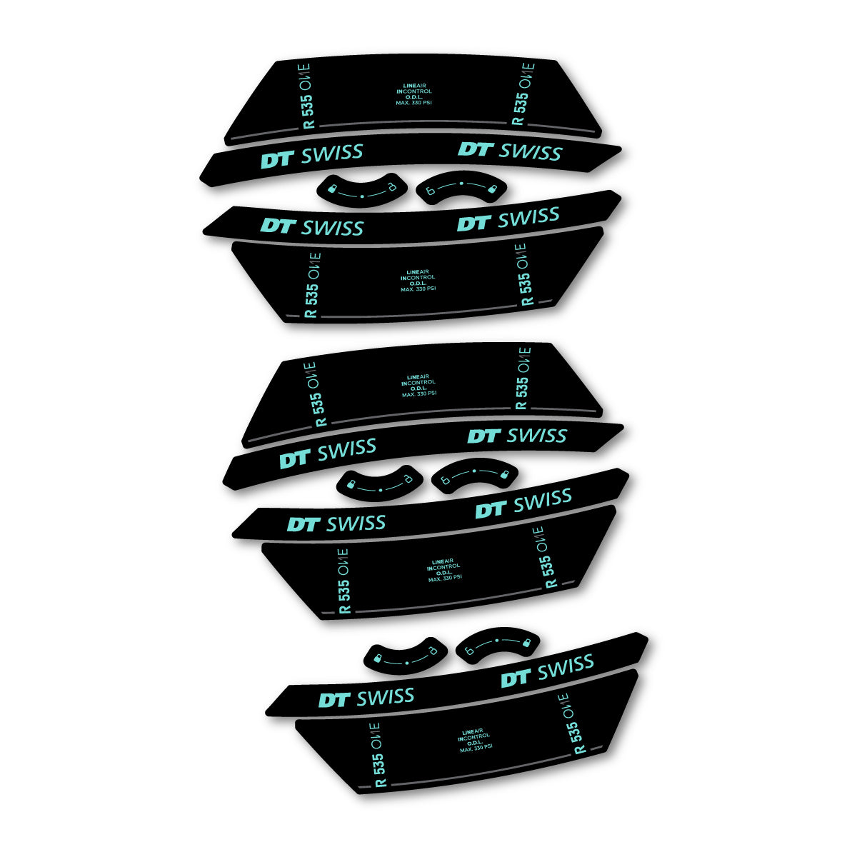 Autocollants vinyle pour amortisseur DT Swiss R 535 One 2023-2026 - Turquoise Clair