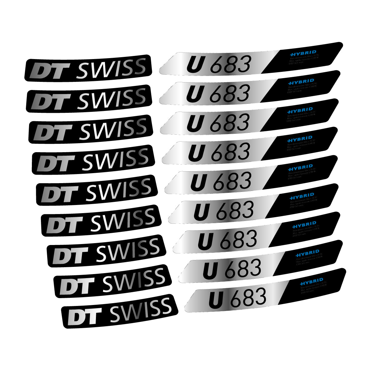 Autocollants vinyle pour jantes DT Swiss U 683 2021-2026 - Argent Chromé