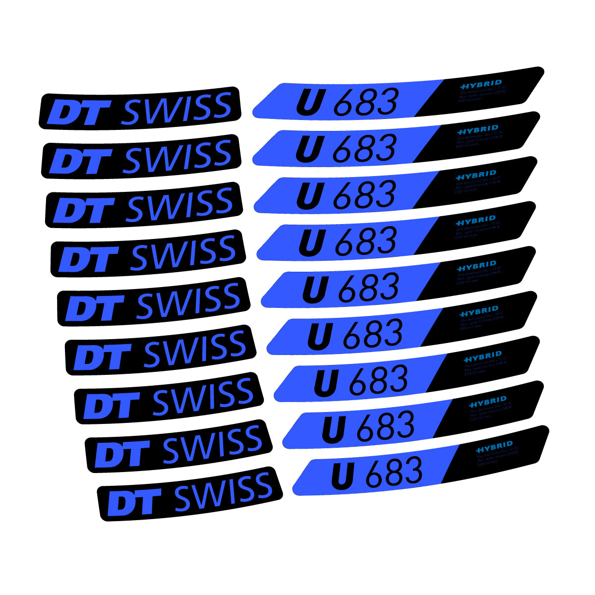 Autocollants vinyle pour jantes DT Swiss U 683 2021-2026 - Bleu