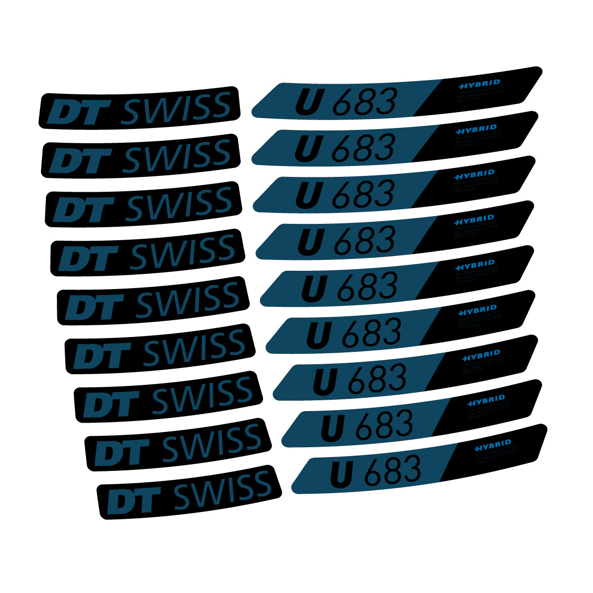 Autocollants vinyle pour jantes DT Swiss U 683 2021-2026 - Bleu Lac Foncé