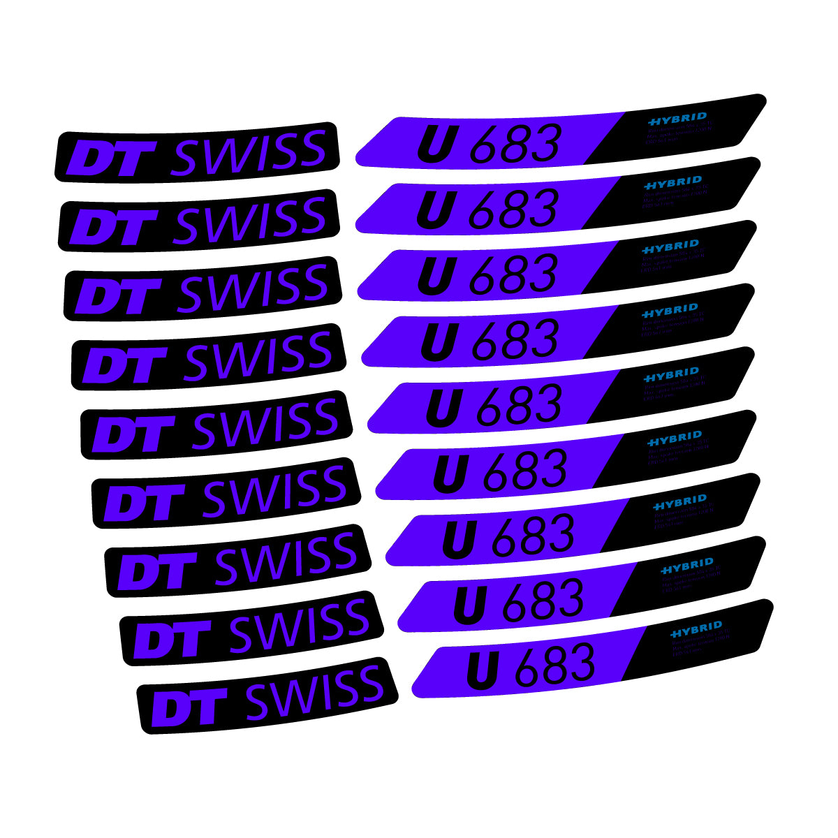 Autocollants vinyle pour jantes DT Swiss U 683 2021-2026 - Bleu Reflex