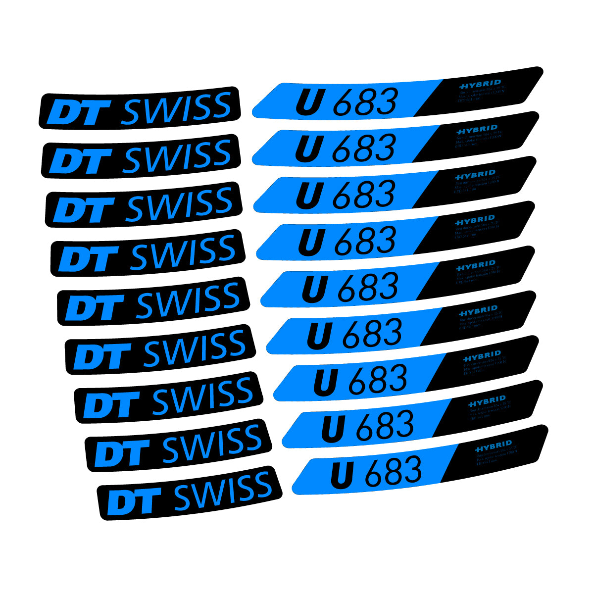 Autocollants vinyle pour jantes DT Swiss U 683 2021-2026 - Cyan Lumineux