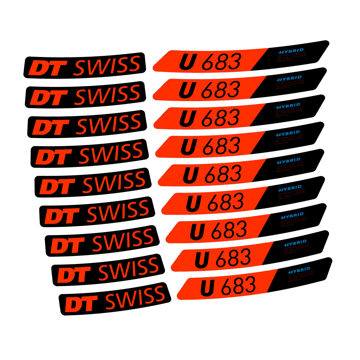 Autocollants vinyle pour jantes DT Swiss U 683 2021-2026 - Orange KTM