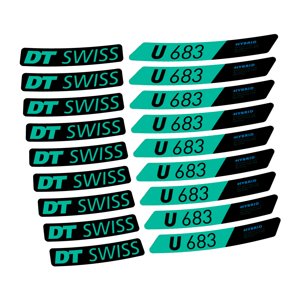 Autocollants vinyle pour jantes DT Swiss U 683 2021-2026 - Turquoise Vert