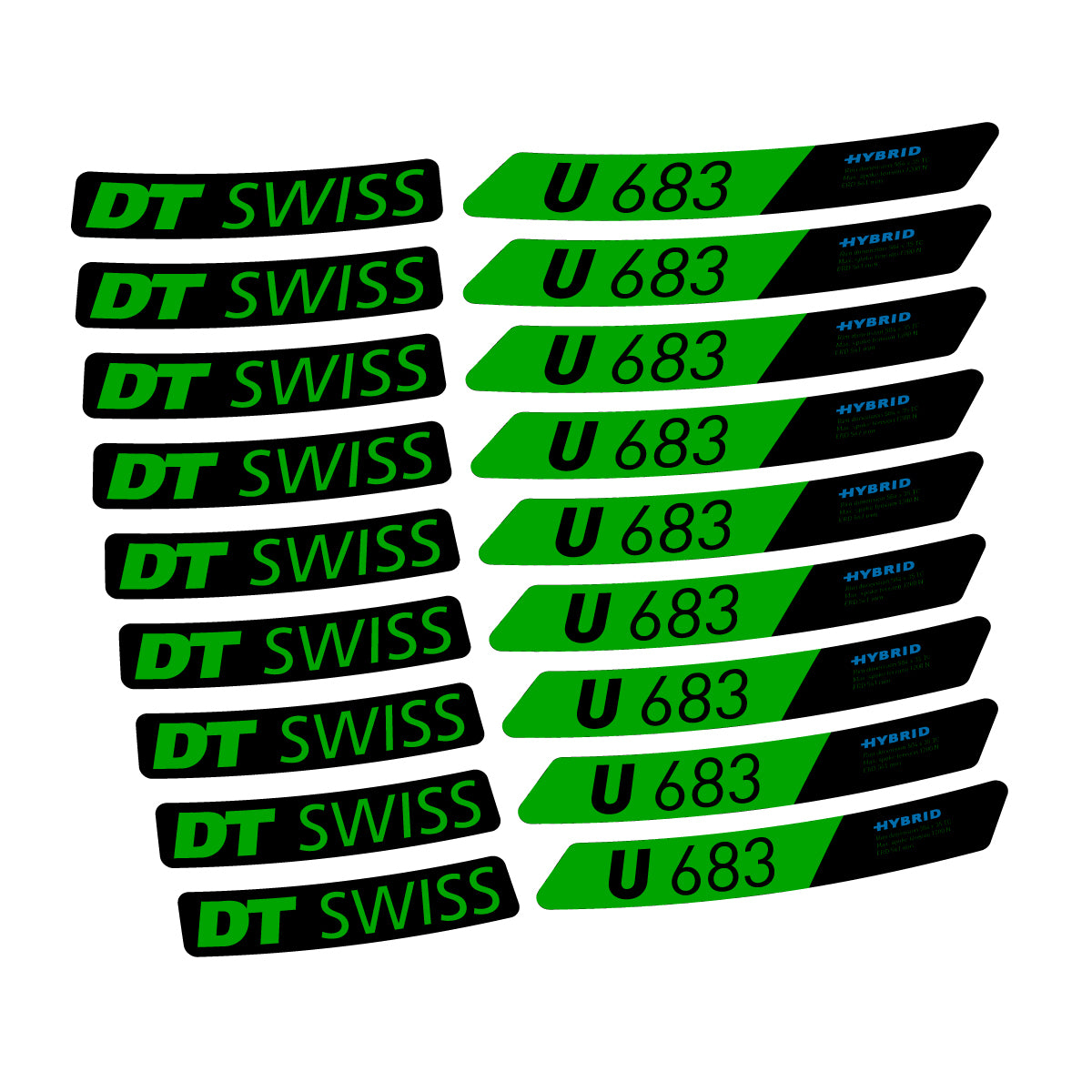 Autocollants vinyle pour jantes DT Swiss U 683 2021-2026 - Vert