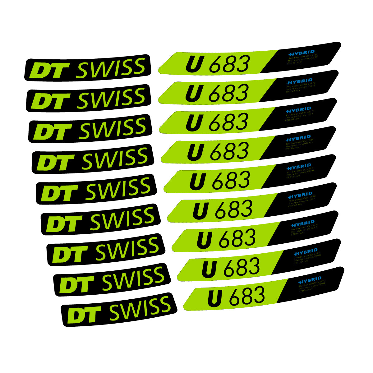 Autocollants vinyle pour jantes DT Swiss U 683 2021-2026 - Vert Citron