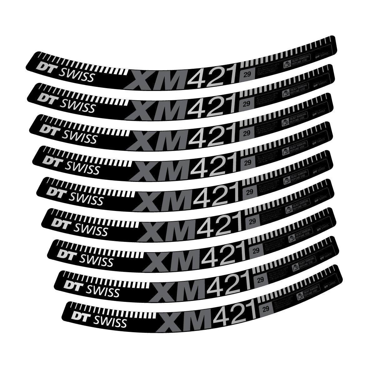 Autocollants vinyle pour jantes DT Swiss XM 421 2017-2026 - Argent