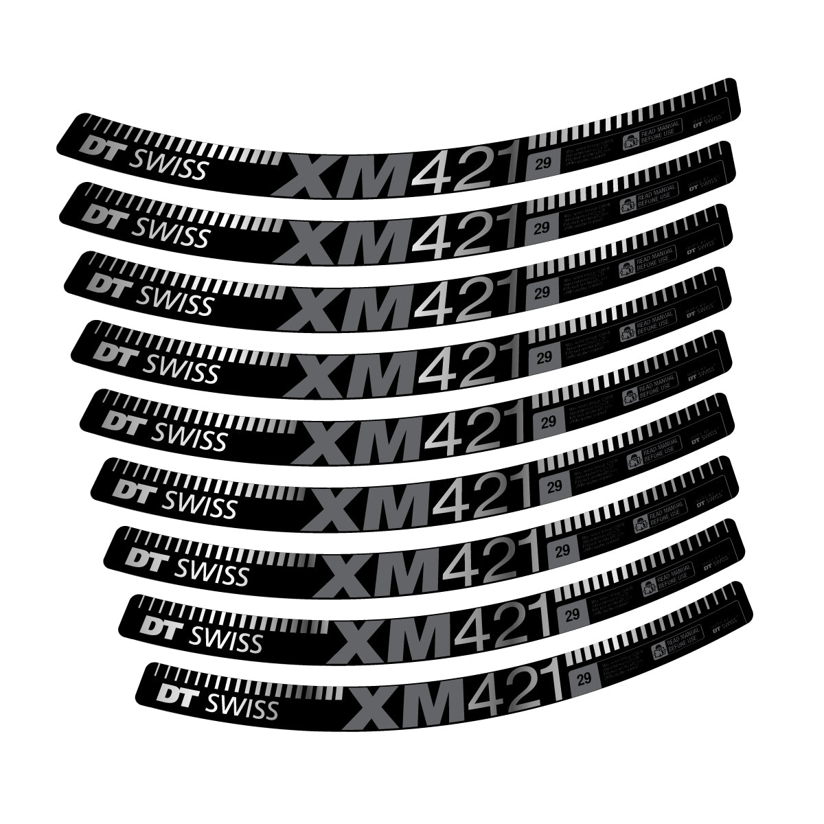 Autocollants vinyle pour jantes DT Swiss XM 421 2017-2026 - Argent Chromé