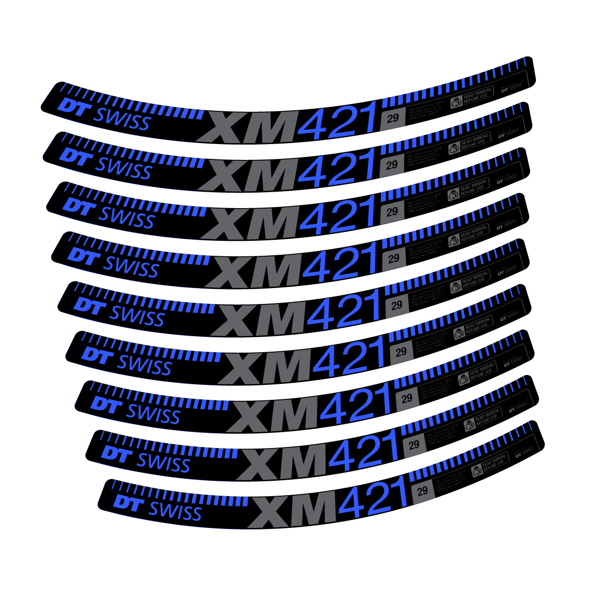 Autocollants vinyle pour jantes DT Swiss XM 421 2017-2026 - Bleu