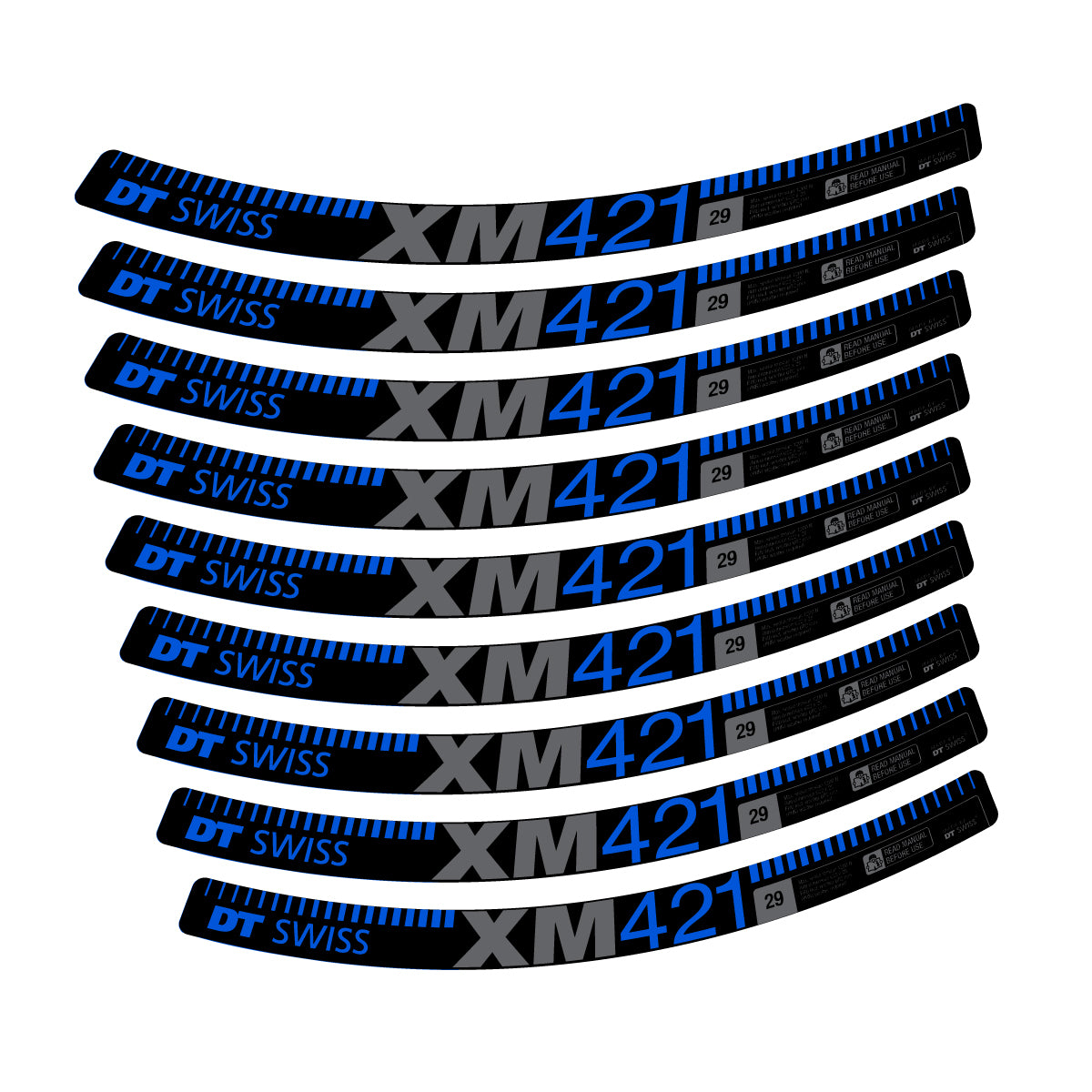 Autocollants vinyle pour jantes DT Swiss XM 421 2017-2026 - Bleu Mer