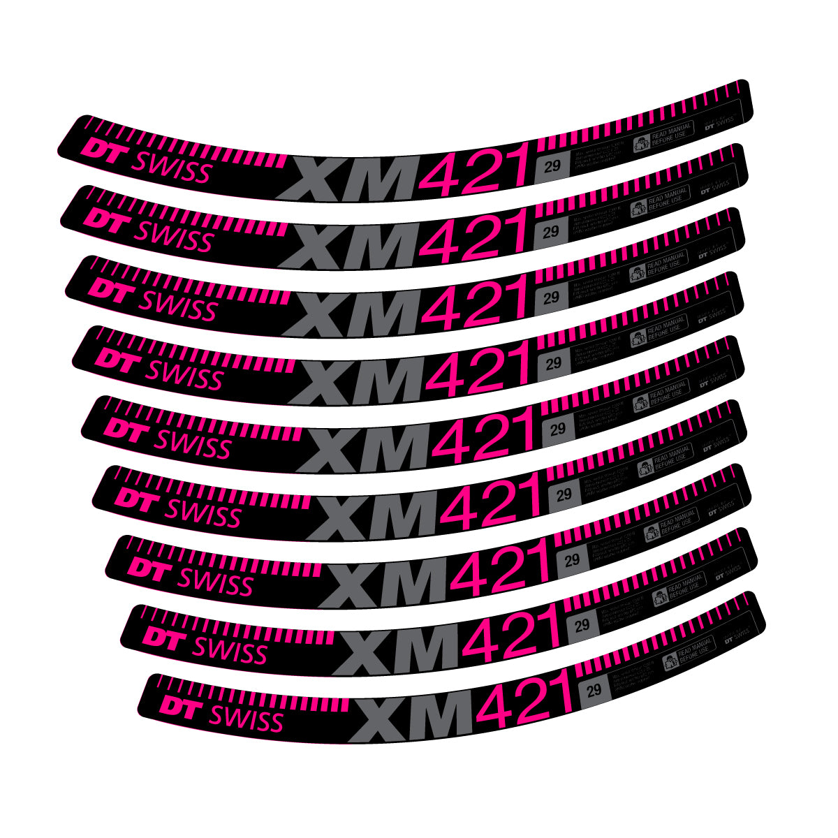 Autocollants vinyle pour jantes DT Swiss XM 421 2017-2026 - Fuchsia