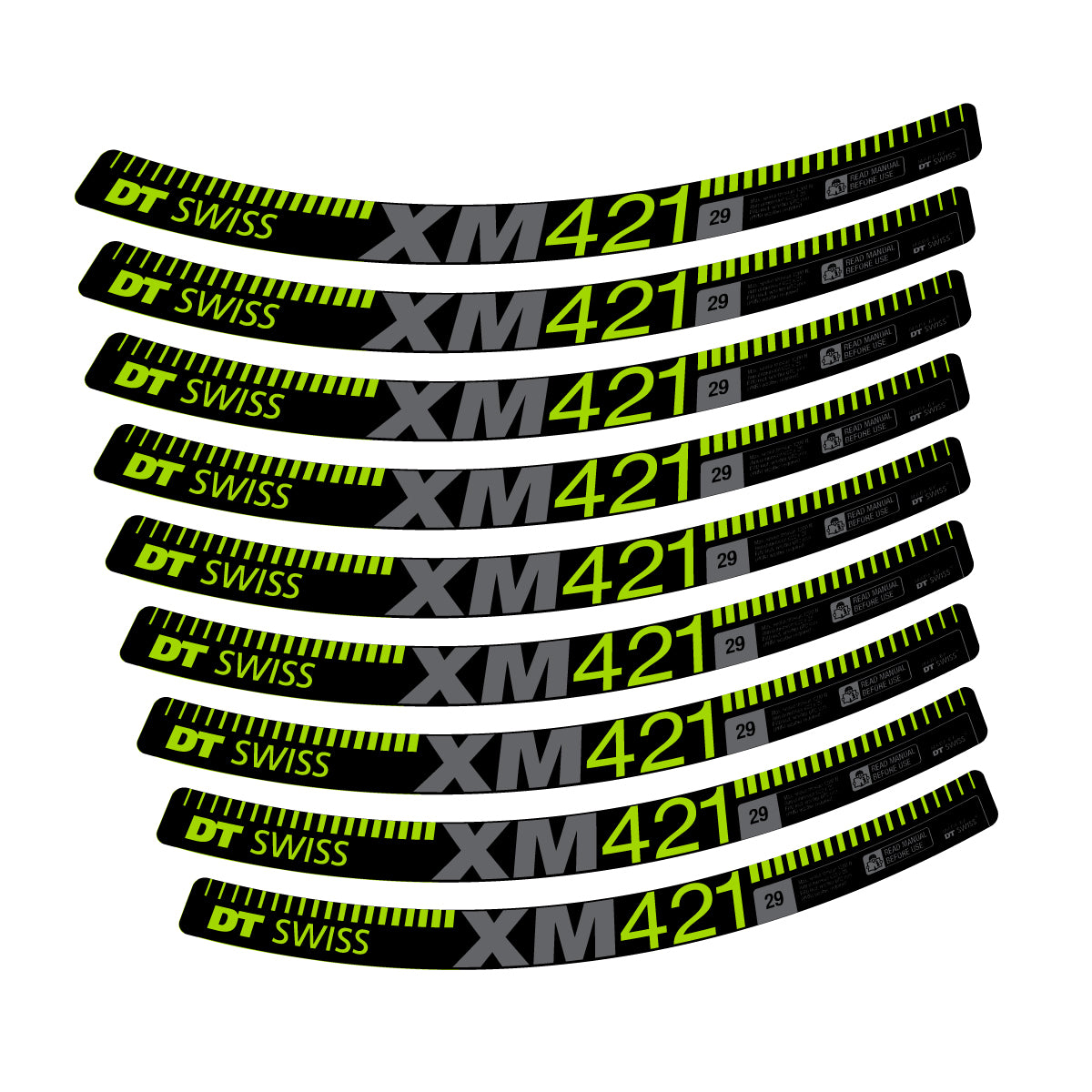 Autocollants vinyle pour jantes DT Swiss XM 421 2017-2026 - Vert Citron