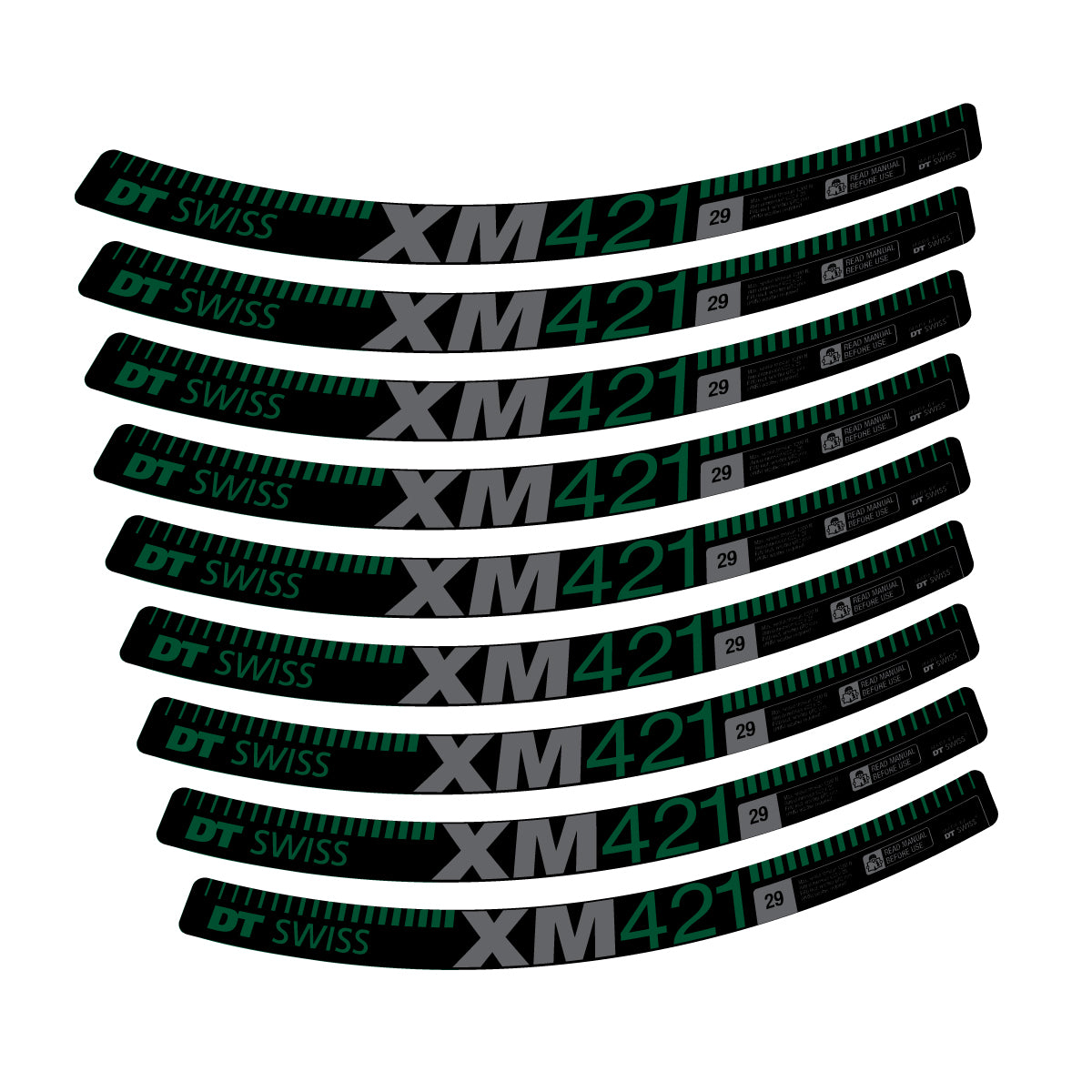 Autocollants vinyle pour jantes DT Swiss XM 421 2017-2026 - Vert Foncé