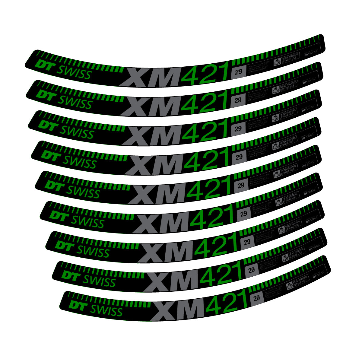 Autocollants vinyle pour jantes DT Swiss XM 421 2017-2026 - Vert Moyen