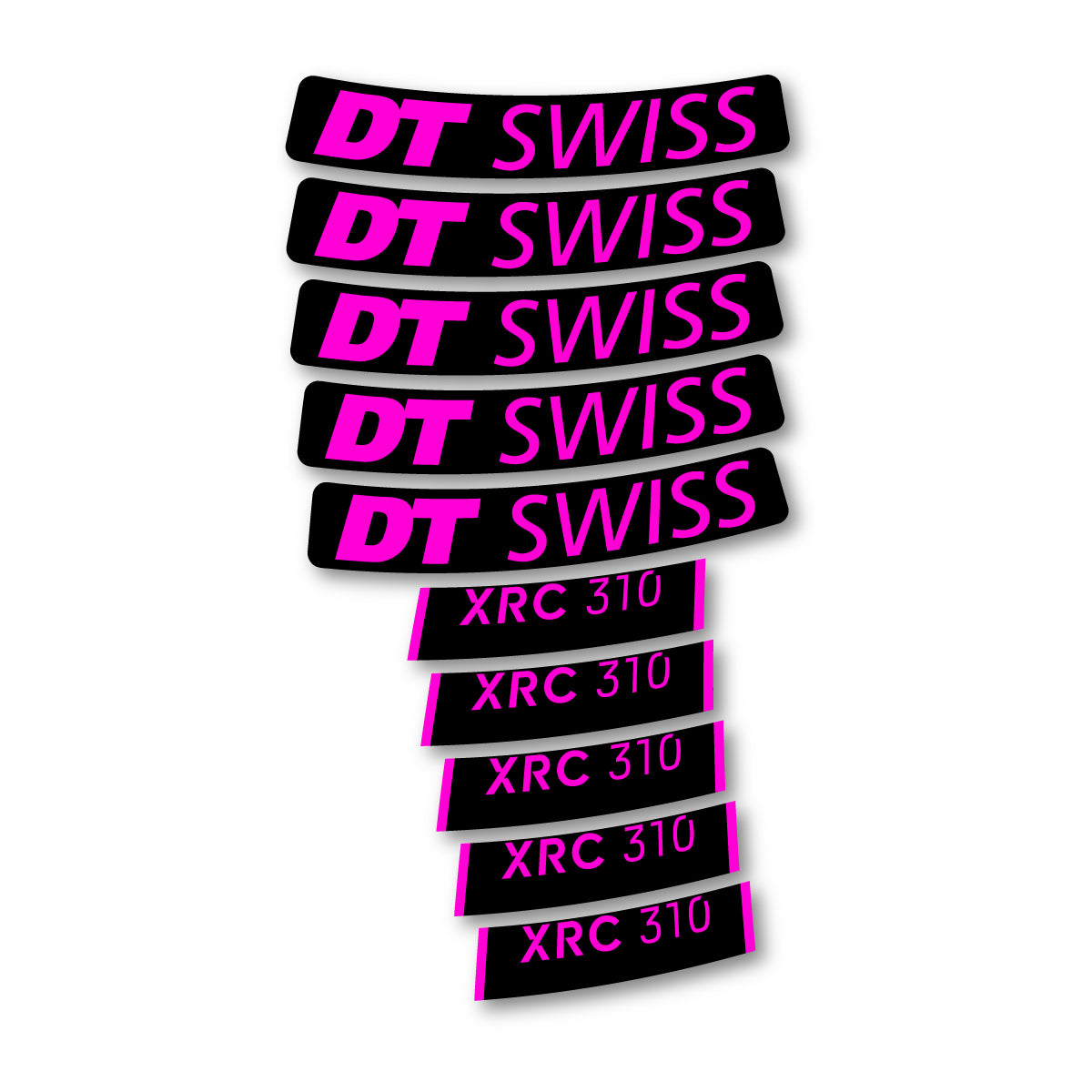 Autocollants vinyle pour jantes DT Swiss XRC 310 2025-2026 - Fuchsia Fluo